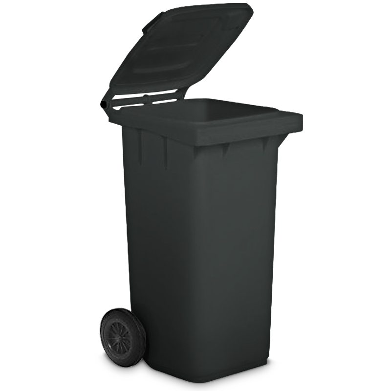 pattumiera differenziata con ruote e coperchio grigio plastica riciclata 240 lt
