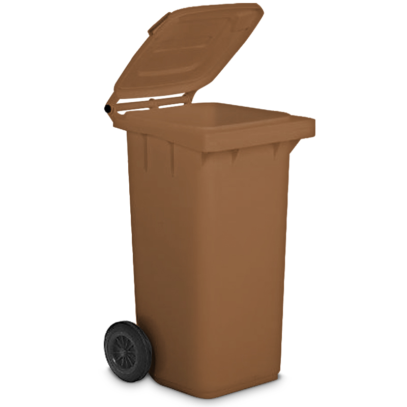 pattumiera differenziata con ruote e coperchio marrone plastica riciclata 240 lt
